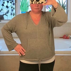 BB Dakota Grey V Neck Tie Front Hoodie